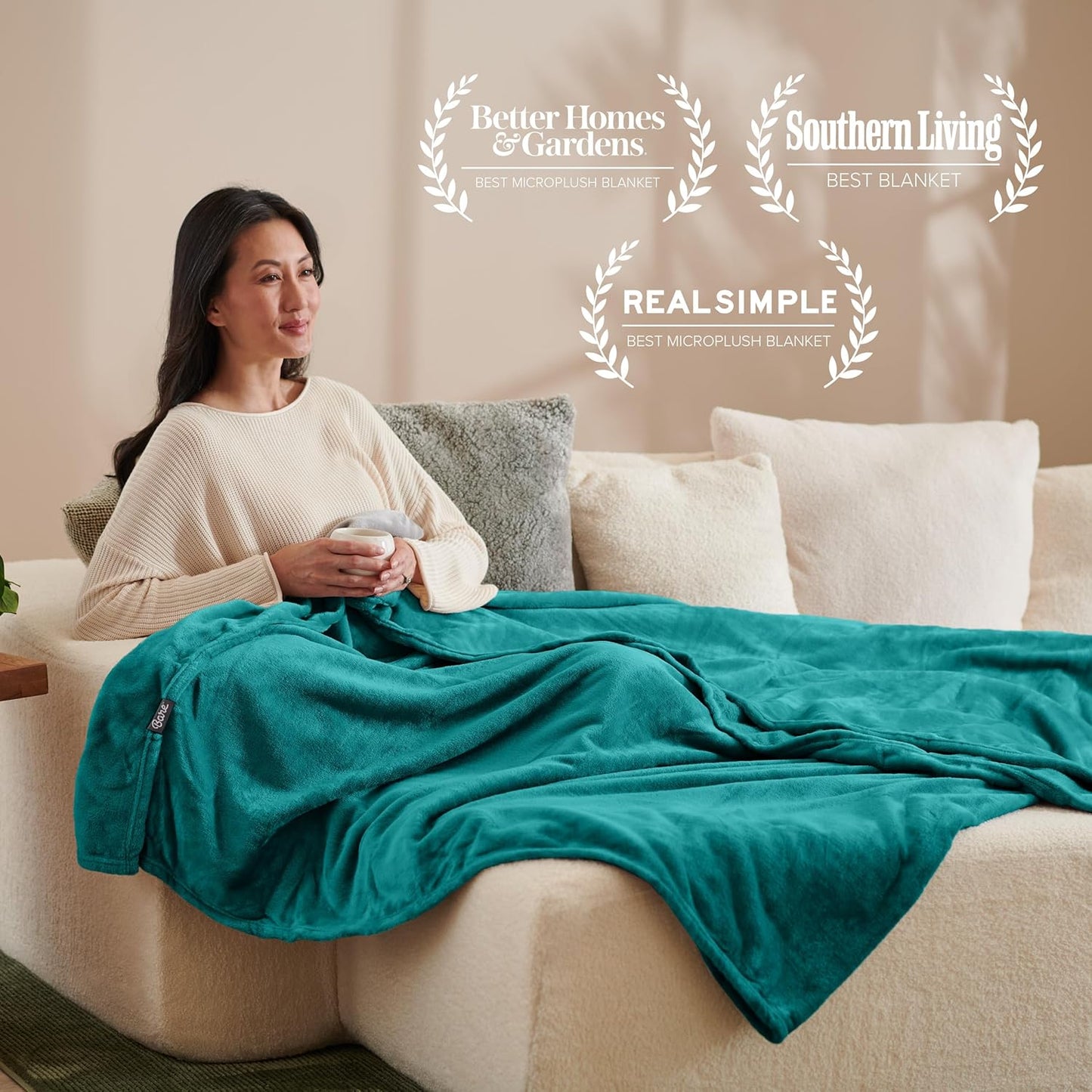 Bare Home Fleece Blanket - Full/Queen - Ultra-Soft Lightweight for Bed, Sofa, and Couch - Luxury Microplush - Cozy Warm Blanket (Full/Queen, Emerald)