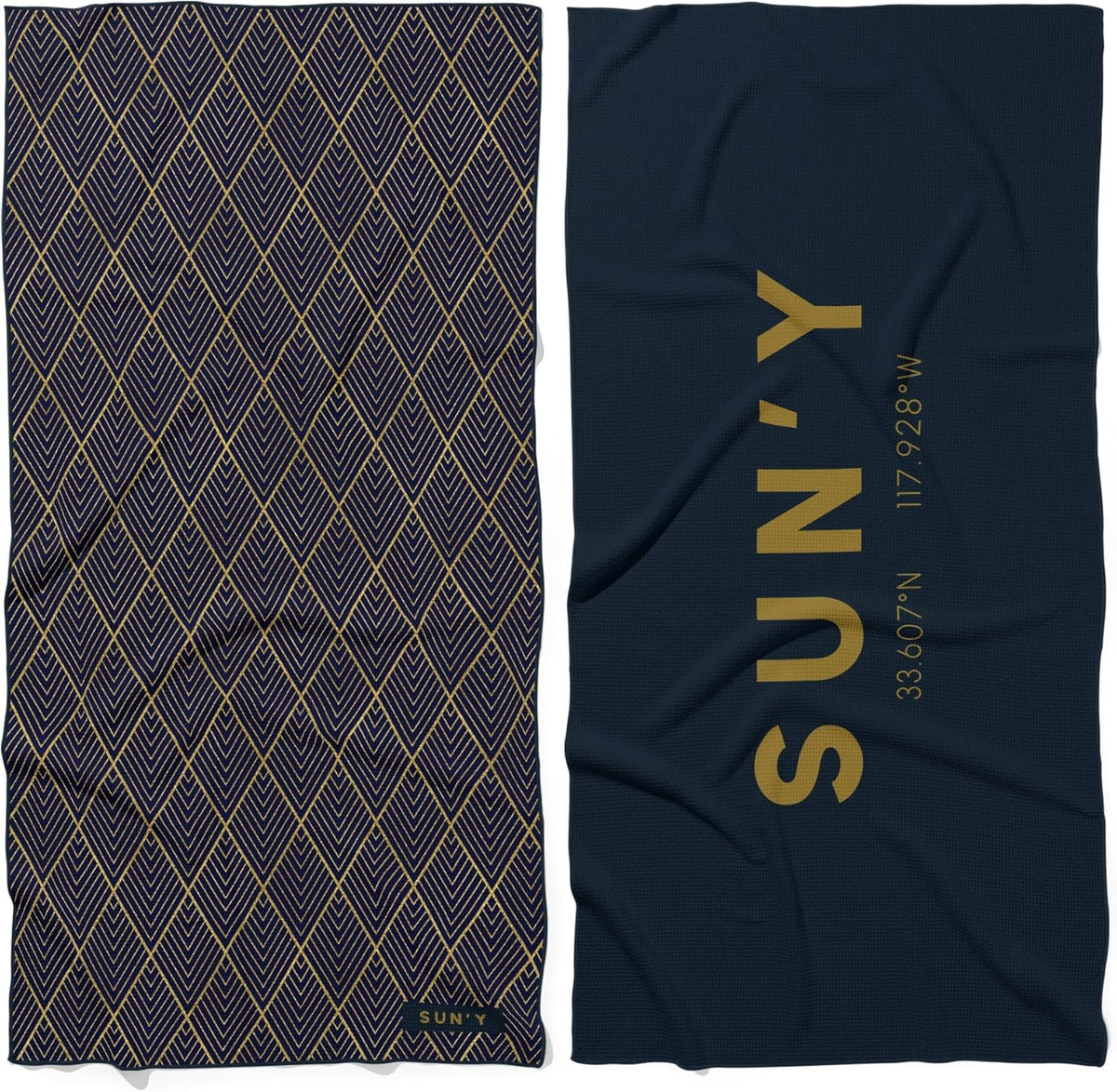 SUN'Y Waffle Microfiber Beach Towel – Sand Free, Quick Dry, Ultra Absorbent, Lightweight & Compact Travel Towel with Carry Bag - Large (63” x 31.5”), Newport