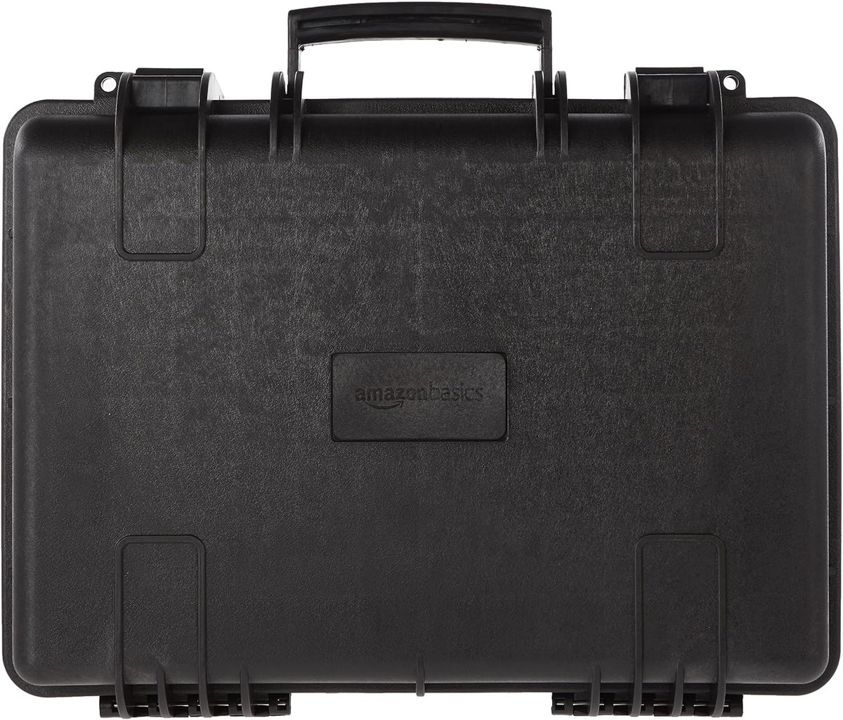 Amazon Basics Hard Camera Case, Medium, Black, Solid, 18"L x 14"W x 6"H