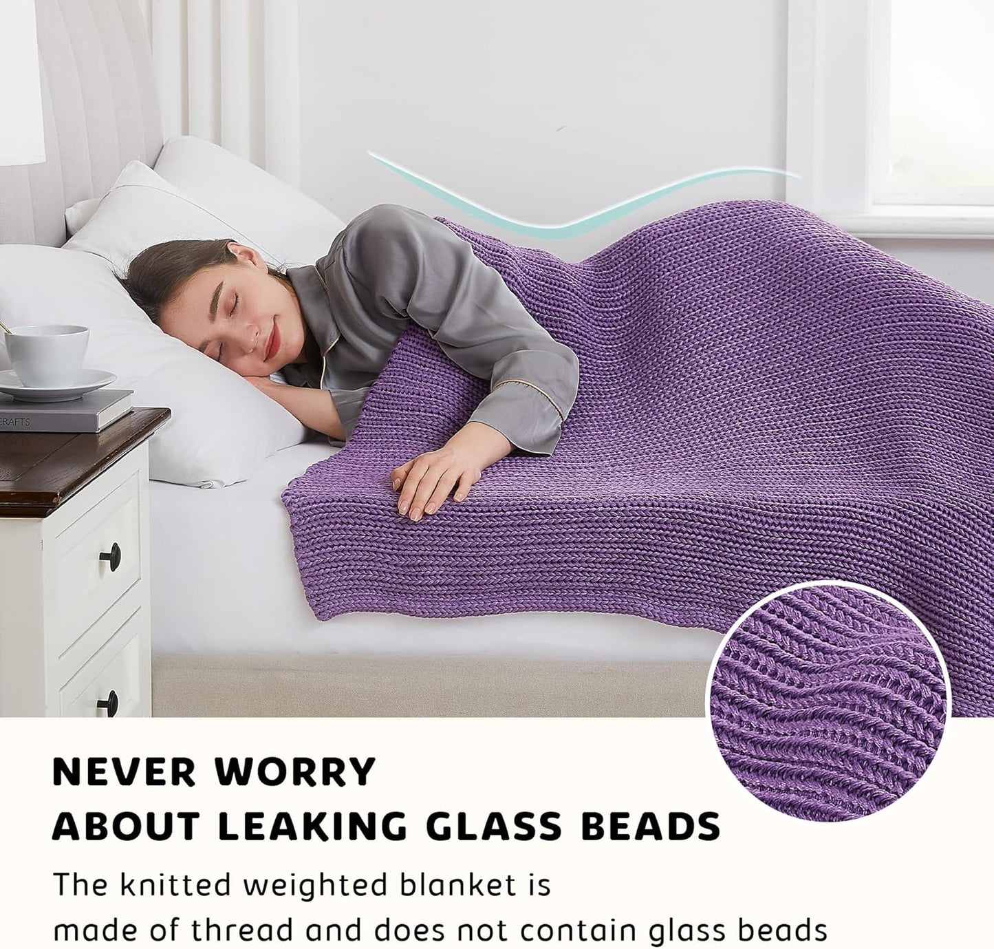 L'AGRATY Knitted Weighted Blanket - 50"x60" 10lbs Cooling Chunky Knit Heavy Blanket for Adults Braided Crochet Throw Thick Cable Yarn Knit Decorative No Beads Evenly Weighted Machine Washable