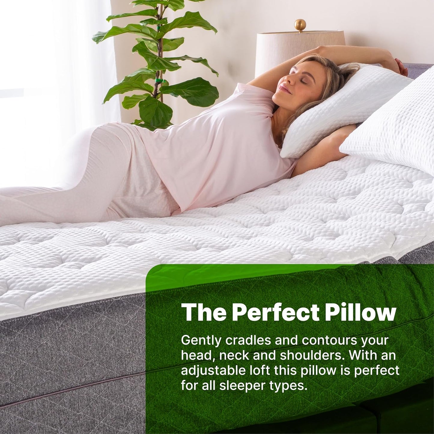 GhostBed Shredded Memory Foam Pillow with Adjustable Gel Memory Foam and Cooling Breathable Cover - Standard Size Shredded Memory Foam Pillows CertiPUR-US Certified 1-Pack