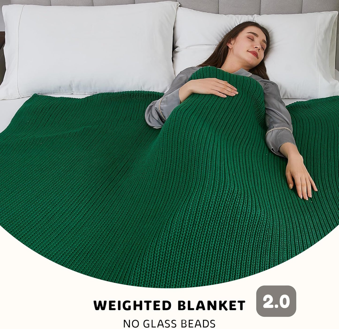 L'AGRATY Knitted Weighted Blanket - 48"x72" 12lbs Cooling Chunky Knit Heavy Blanket for Adults Braided Crochet Throw Thick Cable Yarn Knit Decorative No Beads Evenly Weighted Machine Washable