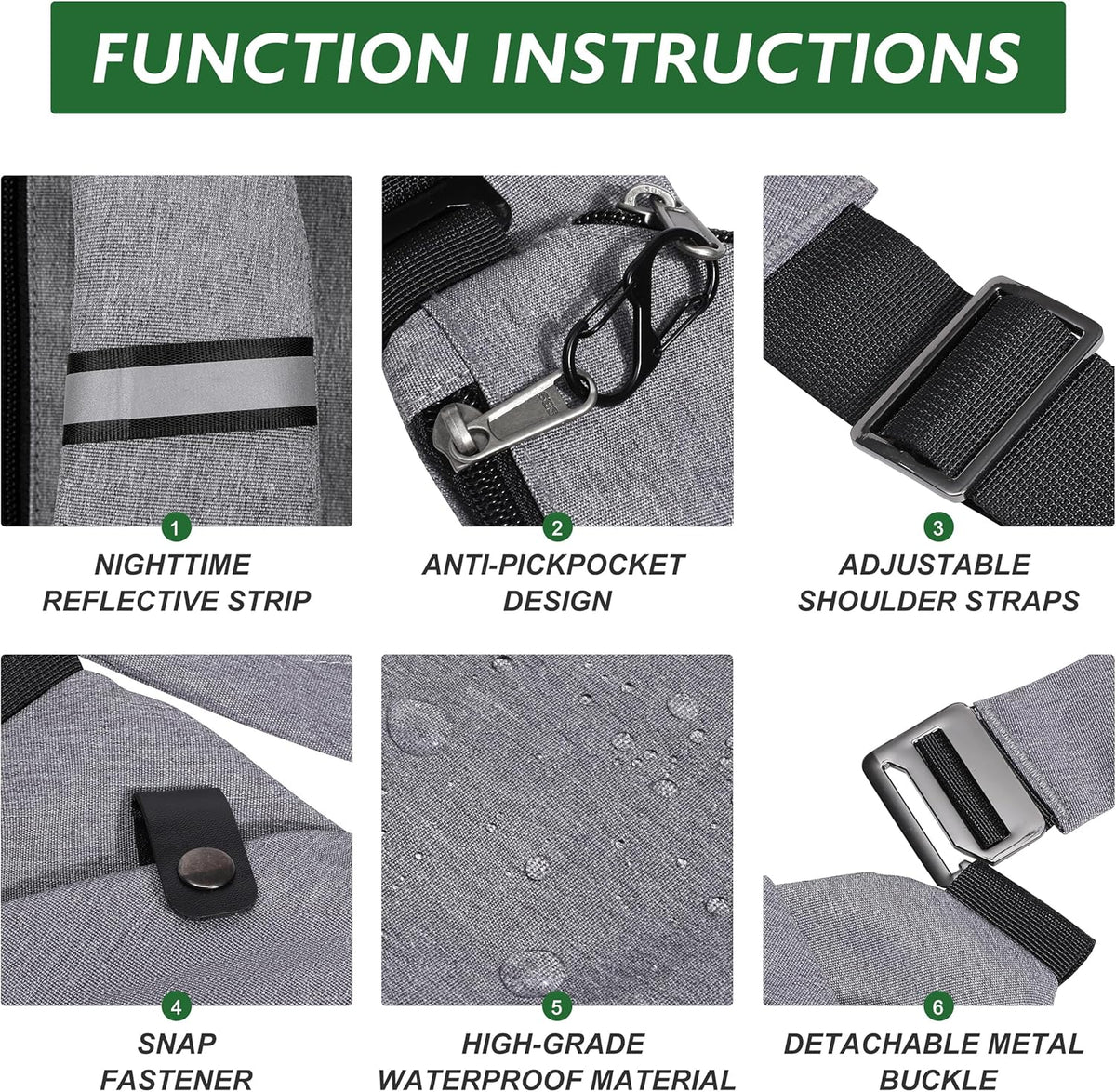 Anti Theft Crossbody Travel Bags for Women Men Cross Body Slim Sling Handbags with S Hook Antitheft