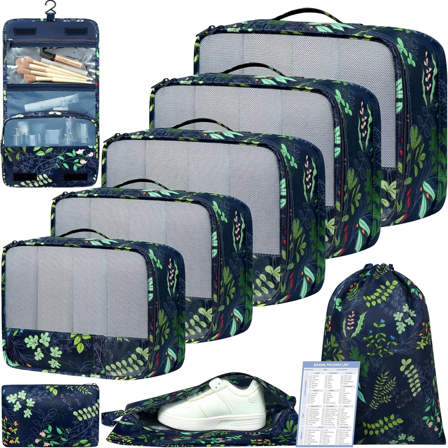 BAGAIL 9 Set Packing Cubes Luggage Packing Organizers for Travel Accessories