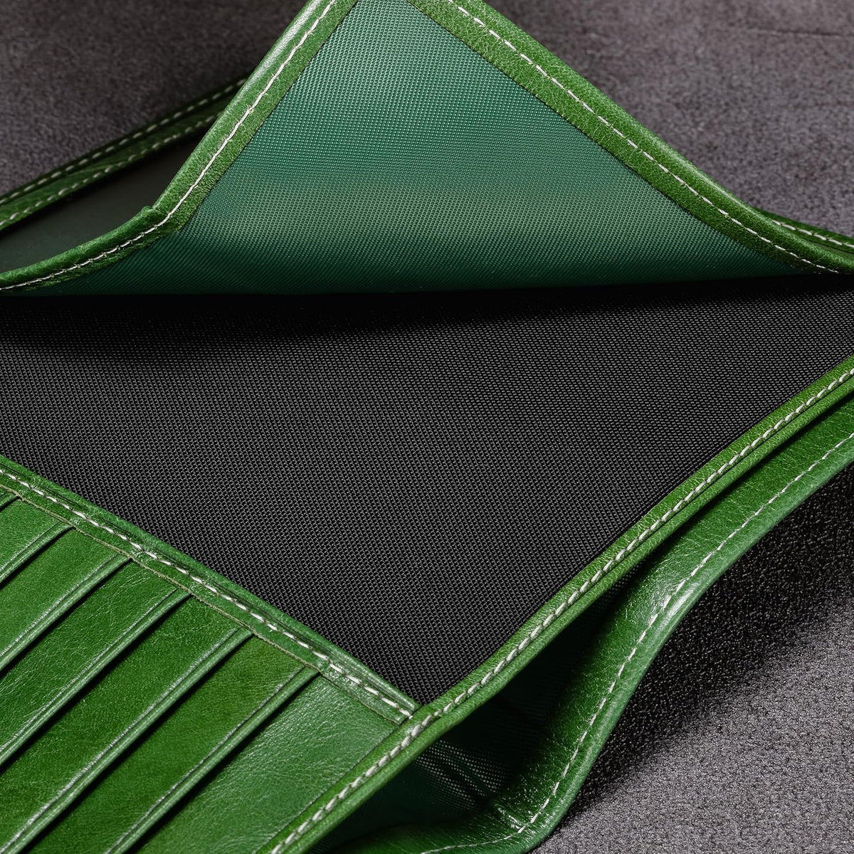 HISCOW Italian Leather Passport Holder for Travel - RFID Blocking Wallet Cover with Secure Organizer for Men & Women, US & Foreign Trips, Green Vegetable-Tanned Leather